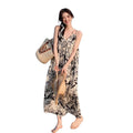 Chinese Ink Print V-Neck Camisole Loose Over-Knee Dress