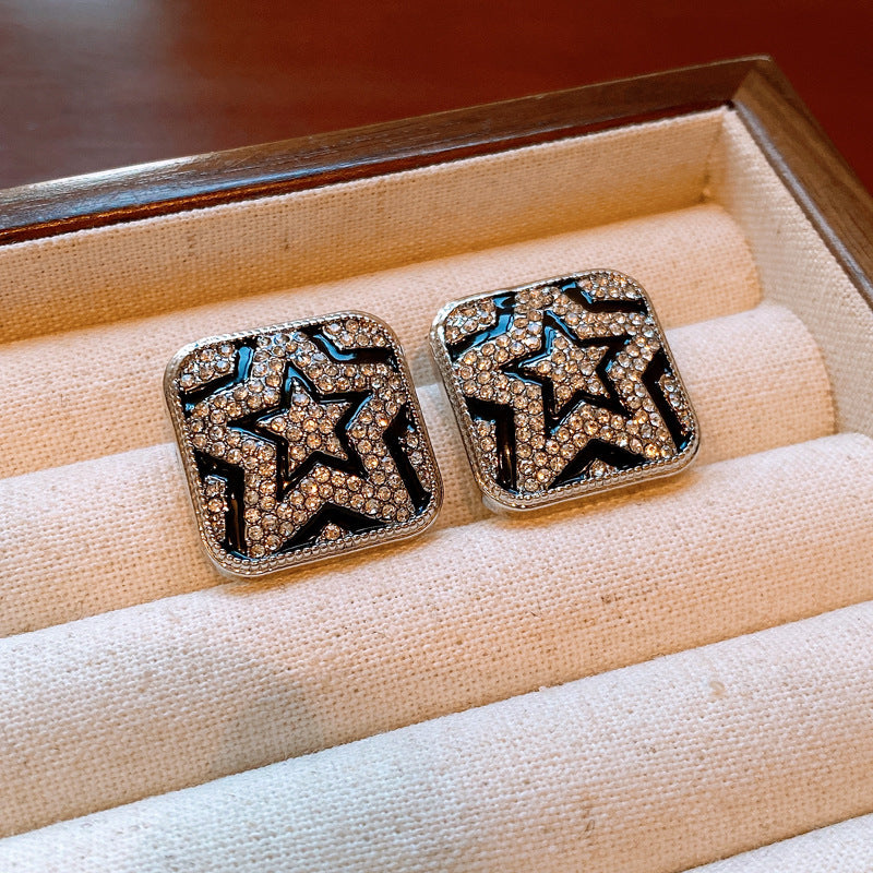 Rhinestone Heart Square Pearl Statement Earrings - view 9