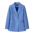 Women's Fall Korean School Loose Blazer + Top 2026 | Casual Blouse - Houndstooth Pants