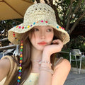 新款夏季百搭户外遮阳帽大帽檐渔夫帽便携防晒太阳帽蝴蝶结女士帽