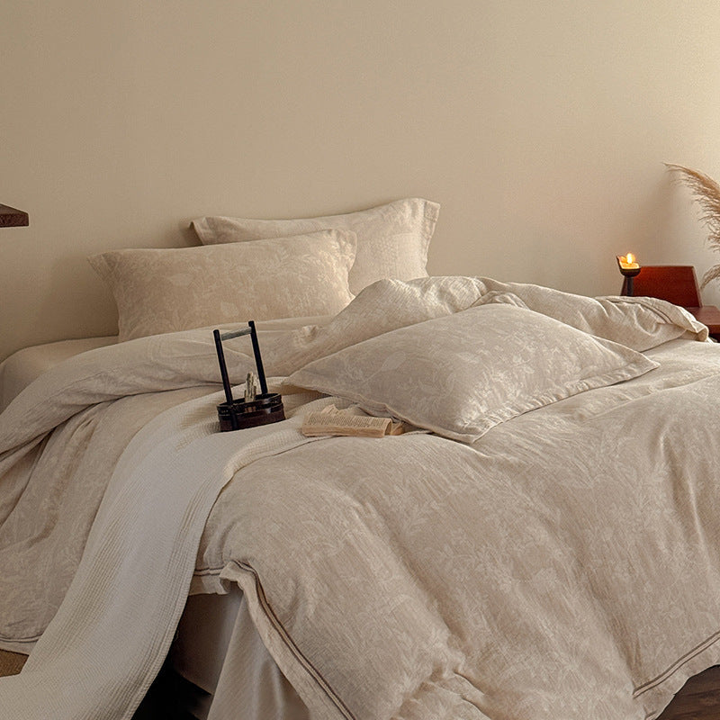Layered Beauty Cotton-Linen Jacquard 4-Piece Bedding Set – Yarn-Dyed Styles - view 4