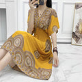 Women's Chinese French Short Sleeve V-Neck Printed Dress + Skirt 2026 - 1-1#