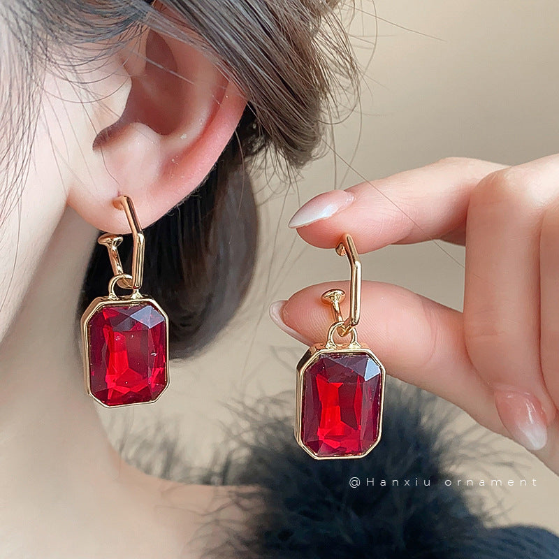 Vintage Red Square Pendant Necklace - view 3