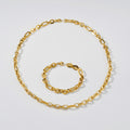 Premium Paperclip Mixed Chain Spliced Necklace Bracelet Set Retro Return Shape Hand Stainless Chain