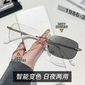 Ultra-Light Rimless Anti-Blue Plano Outdoor Fashionable Light-Changing UV-Proof Goggles Men Retro Sunglasses