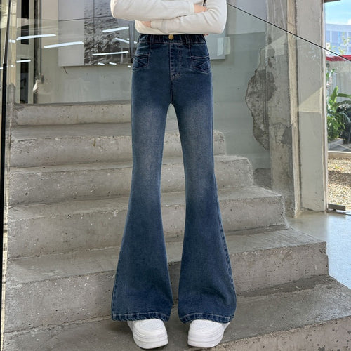 Girls' Slightly Flared Slim Jeans - Blue