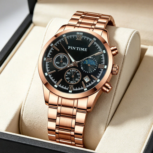 Overseas Export Multifunction Mens Watch Chronograph Time Glow Date Waterproof Stainless With Quartz Watch Drop Ship