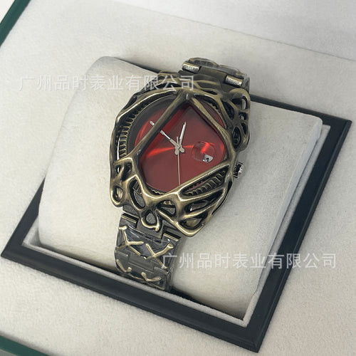 Y2K Year Vintage Unique-Shaped y2k Spider Web alabaster Western Premium Unisex Waterproof Quartz Watch
