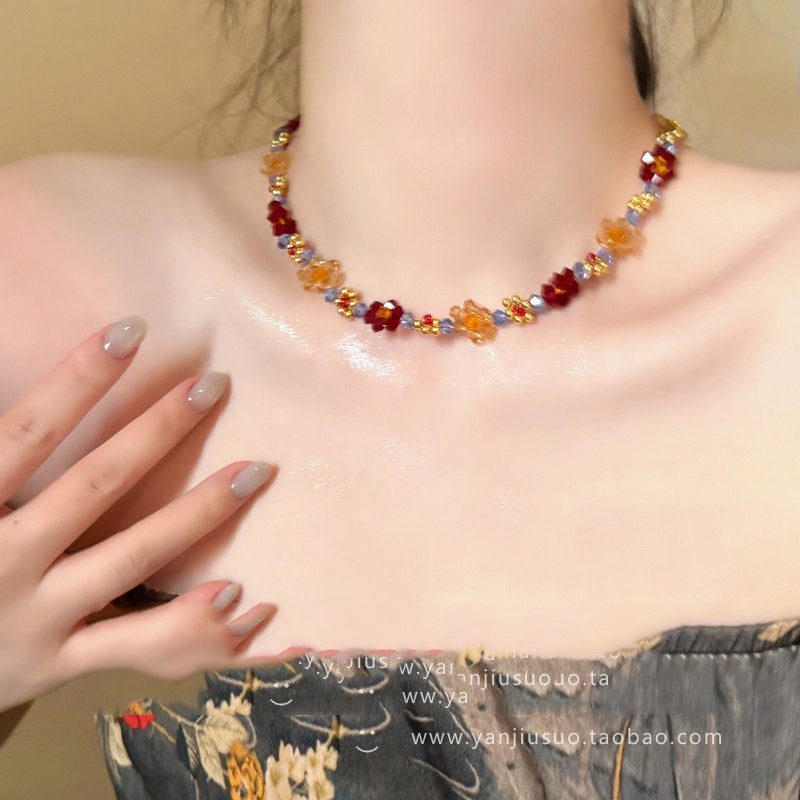Beaded Teardrop Pendant Necklace and Bracelet Set - view 3