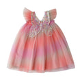 amazon rainbow wings mesh girls dress 2026 summer style flying sleeve baby princess dress puff skirt