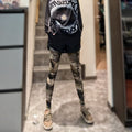 网纱打底裤女夏季外穿薄款弹力高腰彩色波西米亚小脚裤印花裤批发