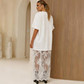Plus Size Lace Dress - Slimming European Style Casual Solid Color Summer Dress