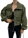 Women's Fall Cropped Jacket 2026 | Trendy Jacket - Khaki