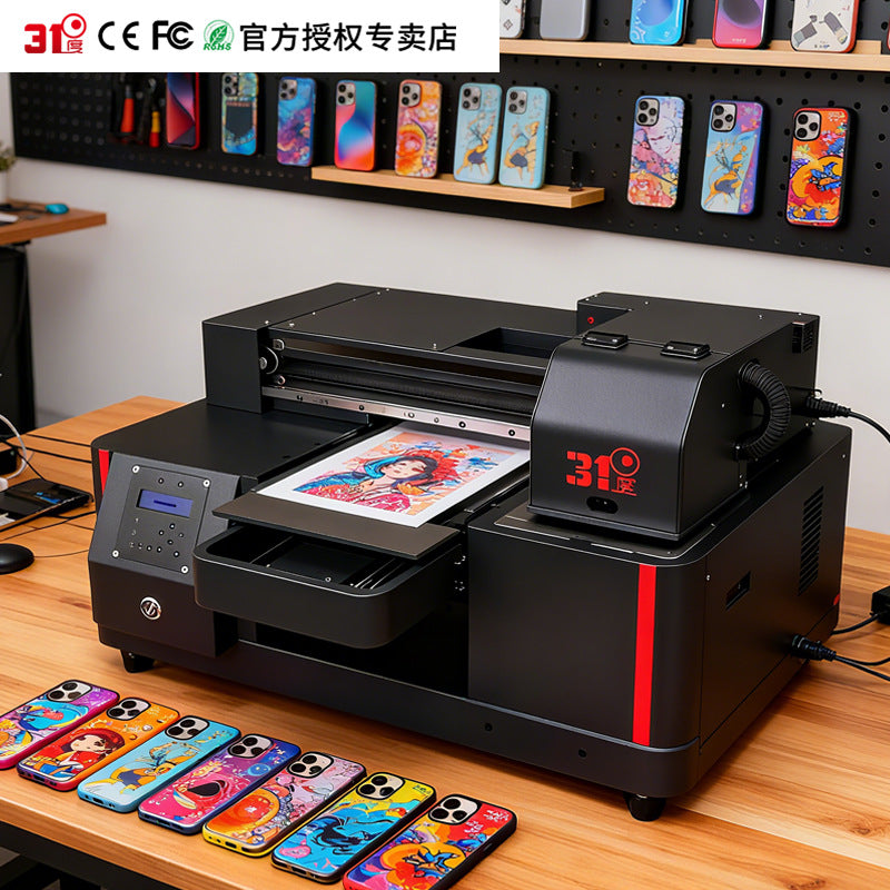 31 degree UV printer small mobile phone case plastic silicone shell mirror relief varnish luminous mobile phone case printing machine