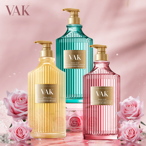 VAK氨基酸臻享香水丰盈洗发露 深层清洁沐浴露 滋润发膜洗护套装