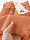 Summer Casual Fashion Linen Cotton Lightweight Loose Straight Leg Wide Leg Pants + Pants