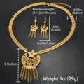 Luxury Dubai Bead Gem Jewelry Gold Plated Moon Star Cutout Necklace Earrings Set 2-Piece Set Fringe Overseas Accessory