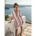 Bohemian Print V-Neck Loose Beach Dress, Summer Sun Protection