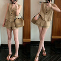 Summer Old Money Office Sleeveless V-Neck Vest + Tank Top 2-Piece Set