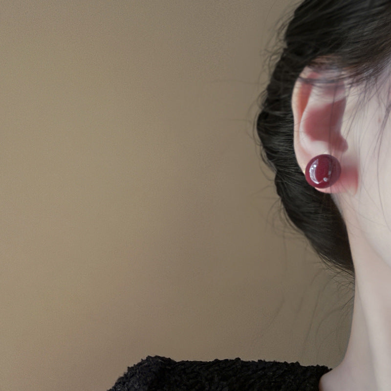 Anchora Red Vintage Flower Stud Earrings - view 3