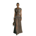 Women's Fashion Chiffon Knit Long Skirt + Top 2-Piece Set 2026 - Gray