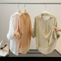 Summer Korean Slimming Tencel Lace Patchwork Sun-Protection Loose Cardigan + Shirt