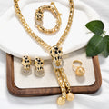 Overseas Set New Western Fashionable Party Leopard Cubic Zirconia Fringe Necklace Bracelet Set Earrings Ring Jewelry Set