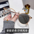 Overseas Light-Changing Prescription Glasses Women Blue-Light Glasses Fashionable Oval Round Bare Face Influencer Turn Grey Plano