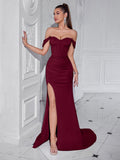 Women's Off-Shoulder Strapless Classic Premium Socialite Evening Gown Banquet