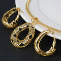 Middle East Bride Gold Plated Jewelry Set Teardrop Oval Round Cutout Necklace Drop Africa Women Accessory Wholesale Overseas