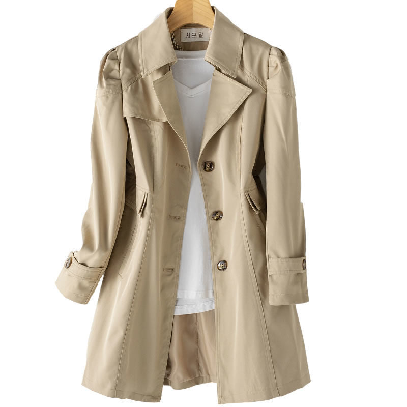 Women's Fall Korean Casual Fitted Mid-Length Long Jacket + Top 2026 - Khaki