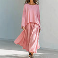 Retro Casual Long Sleeve Skirt + Top 2-Piece Set