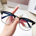 3016 Prescription Sunglasses Anti-Blue Plano Half-Rim Retro Wear Jewelry Frame Glasses Unisex Finish Item Prescription Glasses