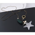 Western Fashionable Clean Matte Clear Five-Point Star Personality Long Style Necklace Geometric Heart Sweater Chain N5227