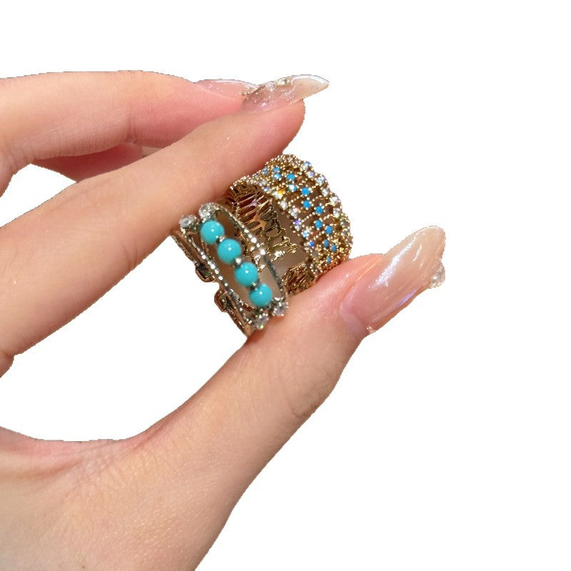 French Multi-Layer Zircon Open Ring - view 5
