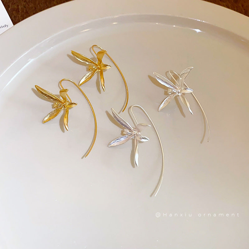 Chinese-Style Iris Flower Hook Earrings - view 2