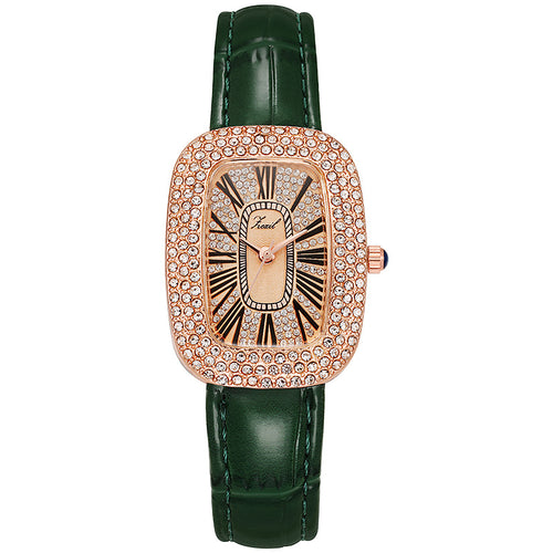 Retro Square Starry Sky Watch Women Bestseller Live Light Luxury Full Diamond Quartz Watch Pigeon Egg Belt Small Green Watch