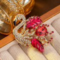 Vintage Accessory Premium Tweed Full Diamond Flamingo Stud Light Luxury Elegant Necklace vintage Accessory Set