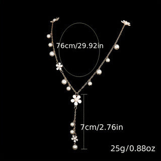 Korean Fashionable Premium Long Style Fringe 5 Leaf Flower Sweater Chain Fall/Winter Simple Versatile Fringe Necklace Women Accessory