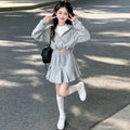 Girls' Hoodie & Skirt Set - Preppy Zip Jacket