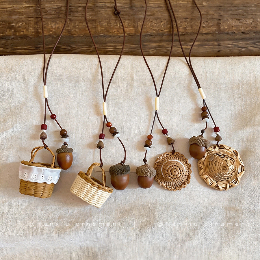 Bohemian Wooden Bead Woven Round Necklace - view 4