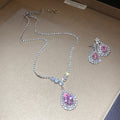 Monet Colorful Droplet Teardrop Color Gem Jewelry Set Light Luxury Niche Wedding Clavicle Chain Banquet Luxury Gathering Necklace