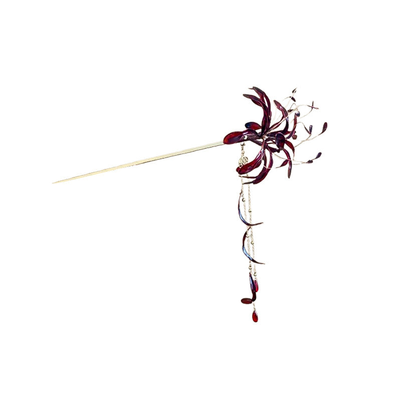 Red Spider Lily Tassel Hair Stick - view 5