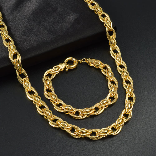 Light Luxury Men Gold Bronze Ba Style Twist Flower Quilted Shape Cross Weave Cuban Chain Classic Spring Round Clasp Overseas Fashionable Accessory