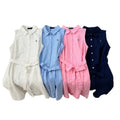 Sleeveless Collared Shirt Dress with Pony Embroidery, Fitted Mid-Length