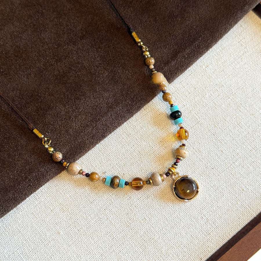 Vintage Leopard Print Heart Letter Necklace - view 12