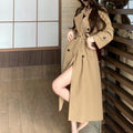 Women's Fall Retro Elegant Long Jacket + Coat 2026 | Trendy Jacket - Khaki Trench Coat