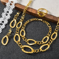 Western Bead Gem 18K Jewelry Set Cuban Chain Oval Round Cutout Return Pattern Necklace Bracelet Set Earrings Ring Set