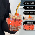 玻璃杯高颜值ins风礼品广告水杯吸管杯印制logo水杯伴手礼竹节杯