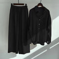 Women's 2026 Retro Plus Size Linen Cotton High Waist Loose Shirt + Pants 2-Piece Set - Pink